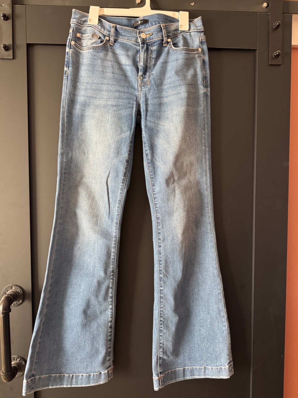 7 For All Mankind Dojo Medium Blue Flare Jeans - Size 30